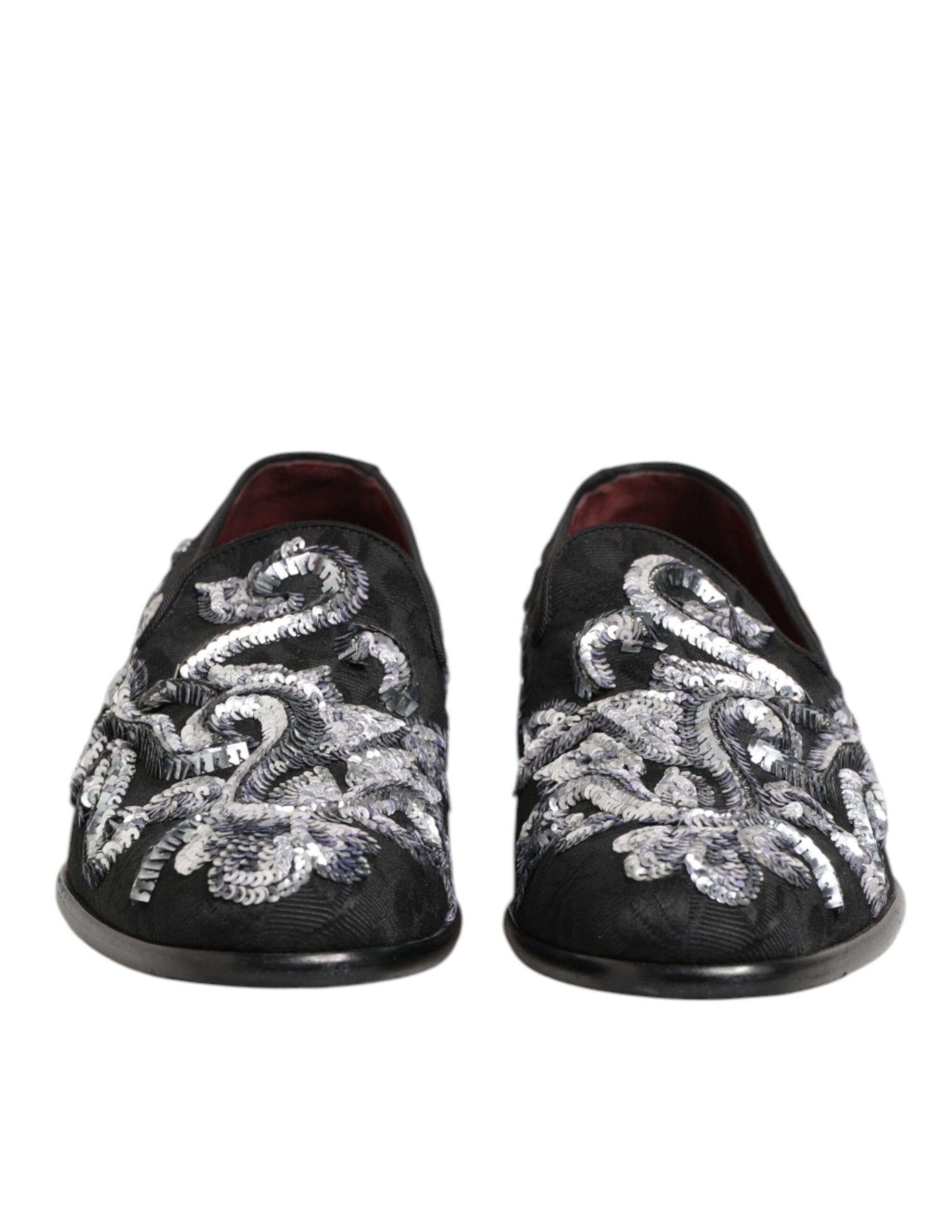 Dolce & Gabbana Black Silver Sequined Loafers for Men