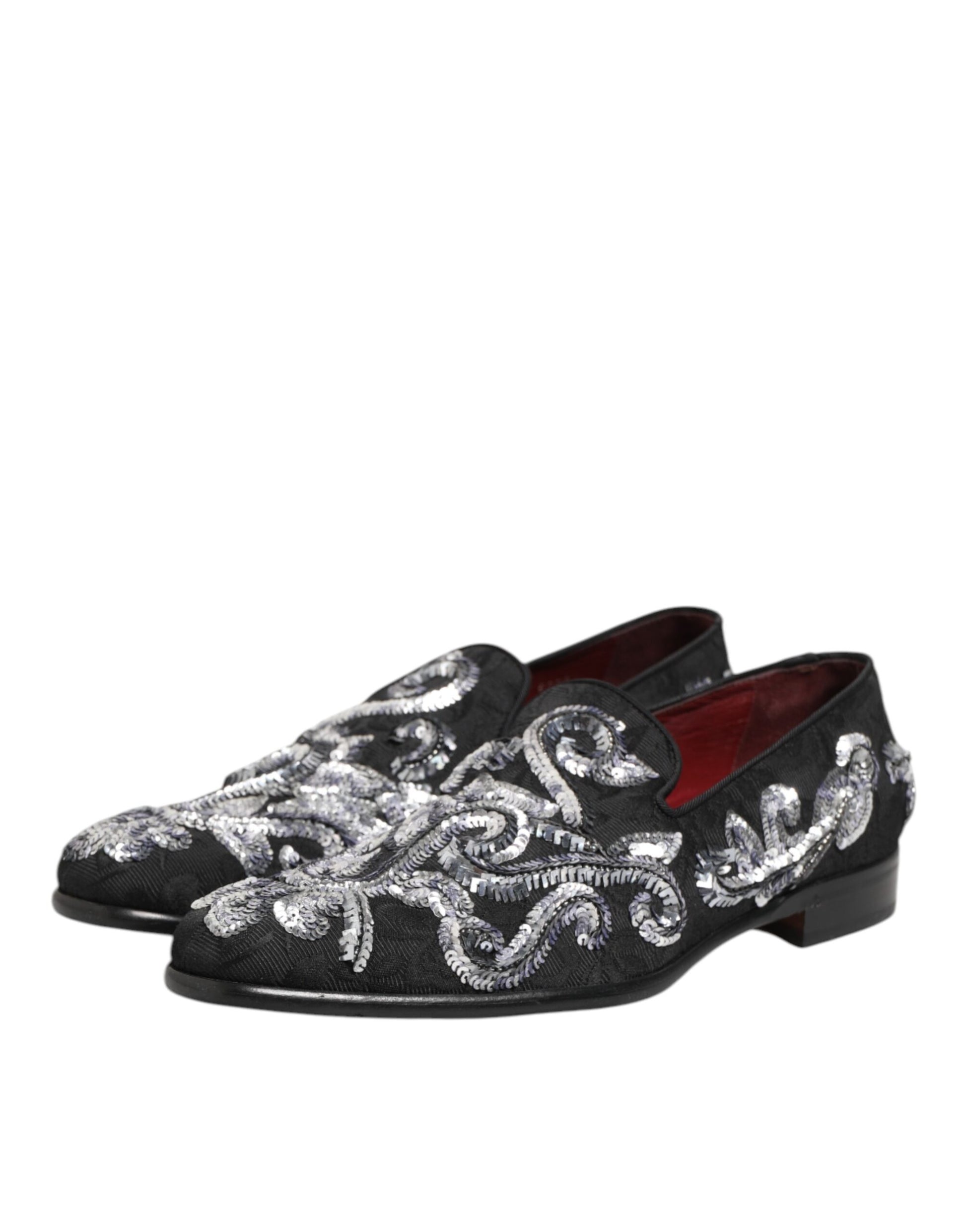 Dolce & Gabbana Black Silver Sequined Loafers for Men
