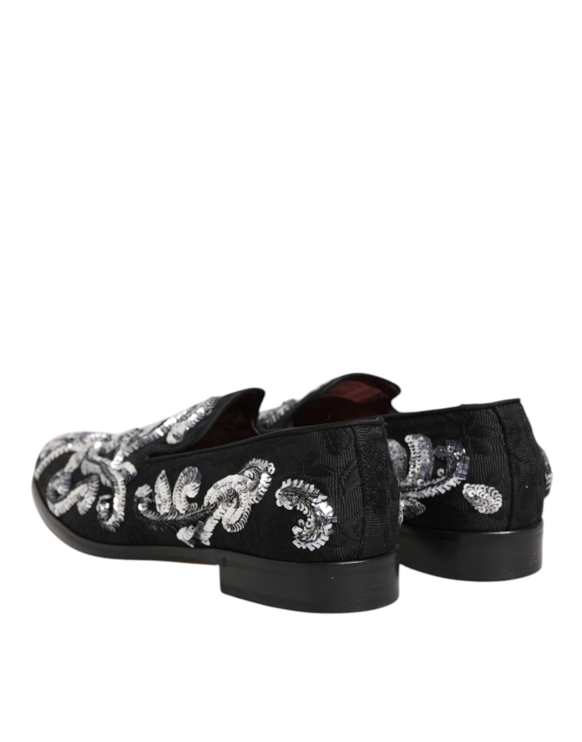 Dolce & Gabbana Black Silver Sequined Loafers for Men