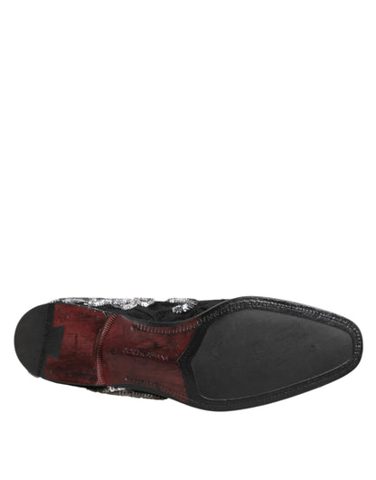 Dolce & Gabbana Black Silver Sequined Loafers for Men