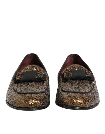 Dolce & Gabbana Gold Sequined Slip On Loafers for Men