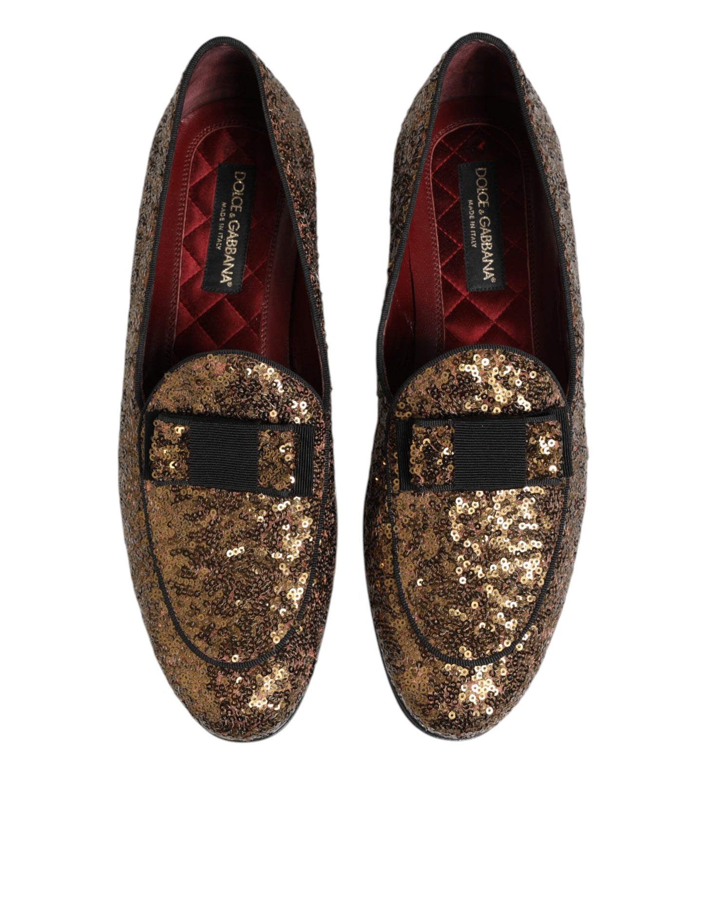 Dolce & Gabbana Gold Sequined Slip On Loafers for Men