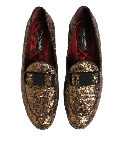 Dolce & Gabbana Gold Sequined Slip On Loafers for Men