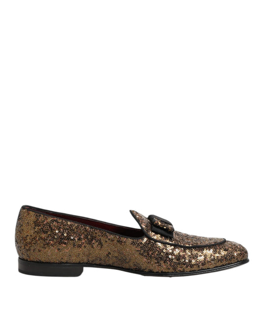 Dolce & Gabbana Gold Sequined Slip On Loafers for Men
