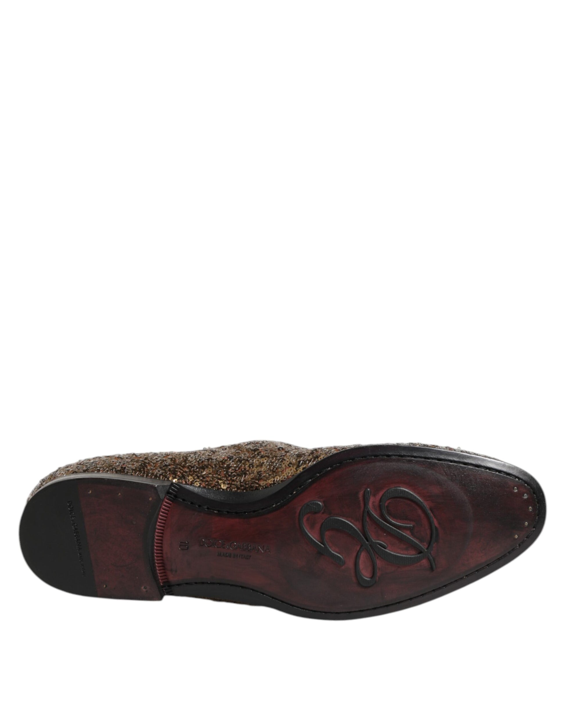 Dolce & Gabbana Gold Sequined Slip On Loafers for Men