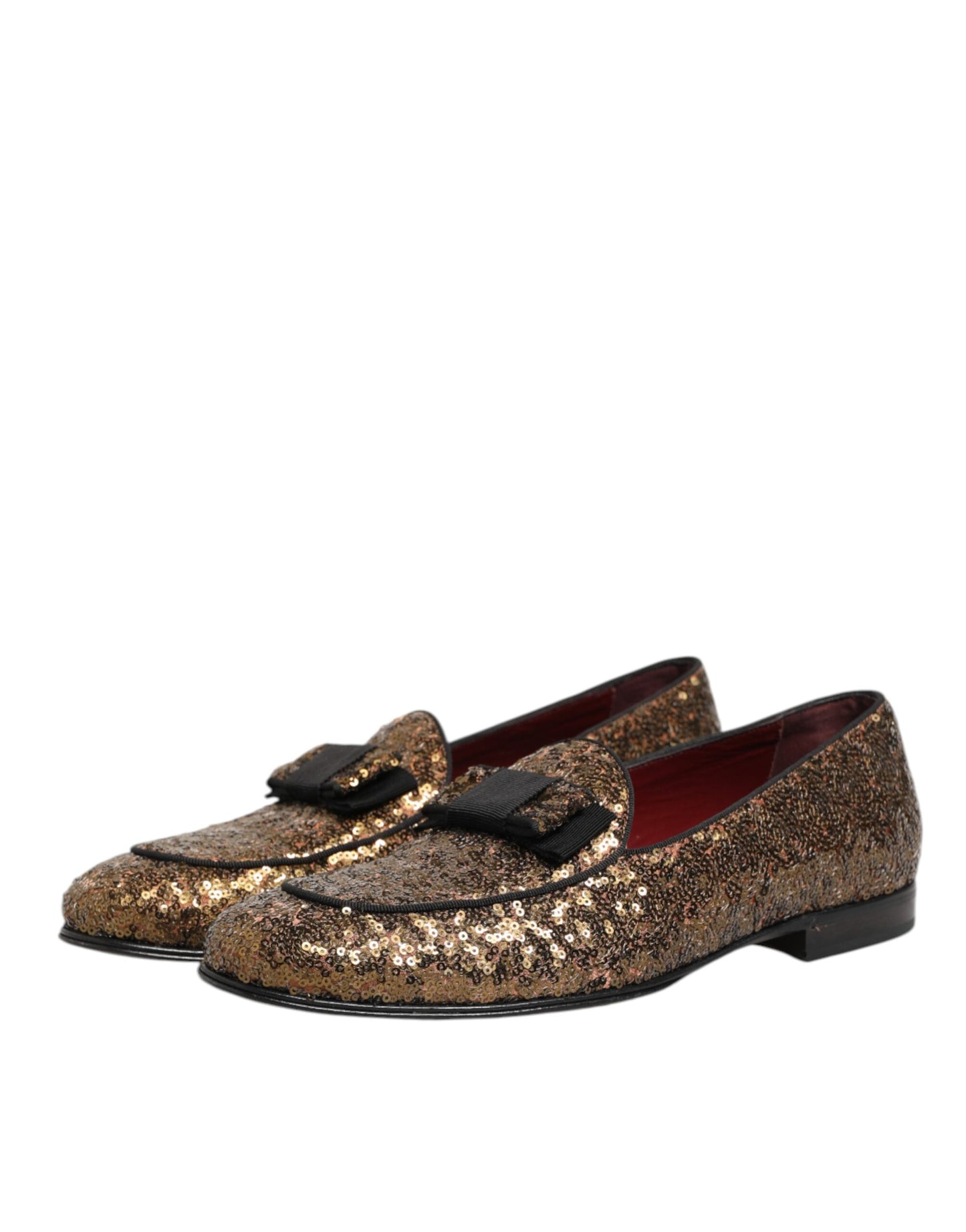 Dolce & Gabbana Gold Sequined Slip On Loafers for Men