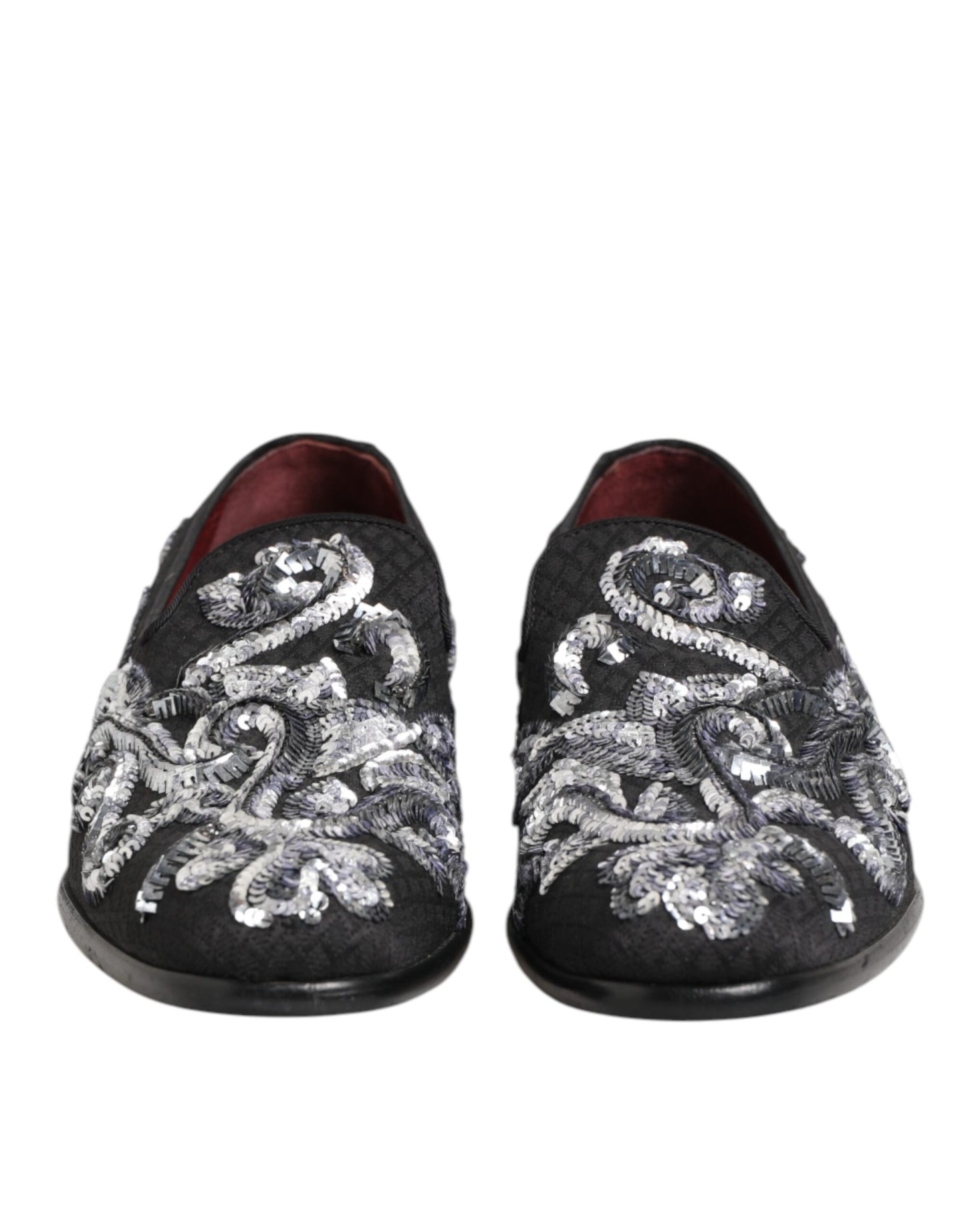 Dolce & Gabbana Black Silver Sequined Loafers for Men