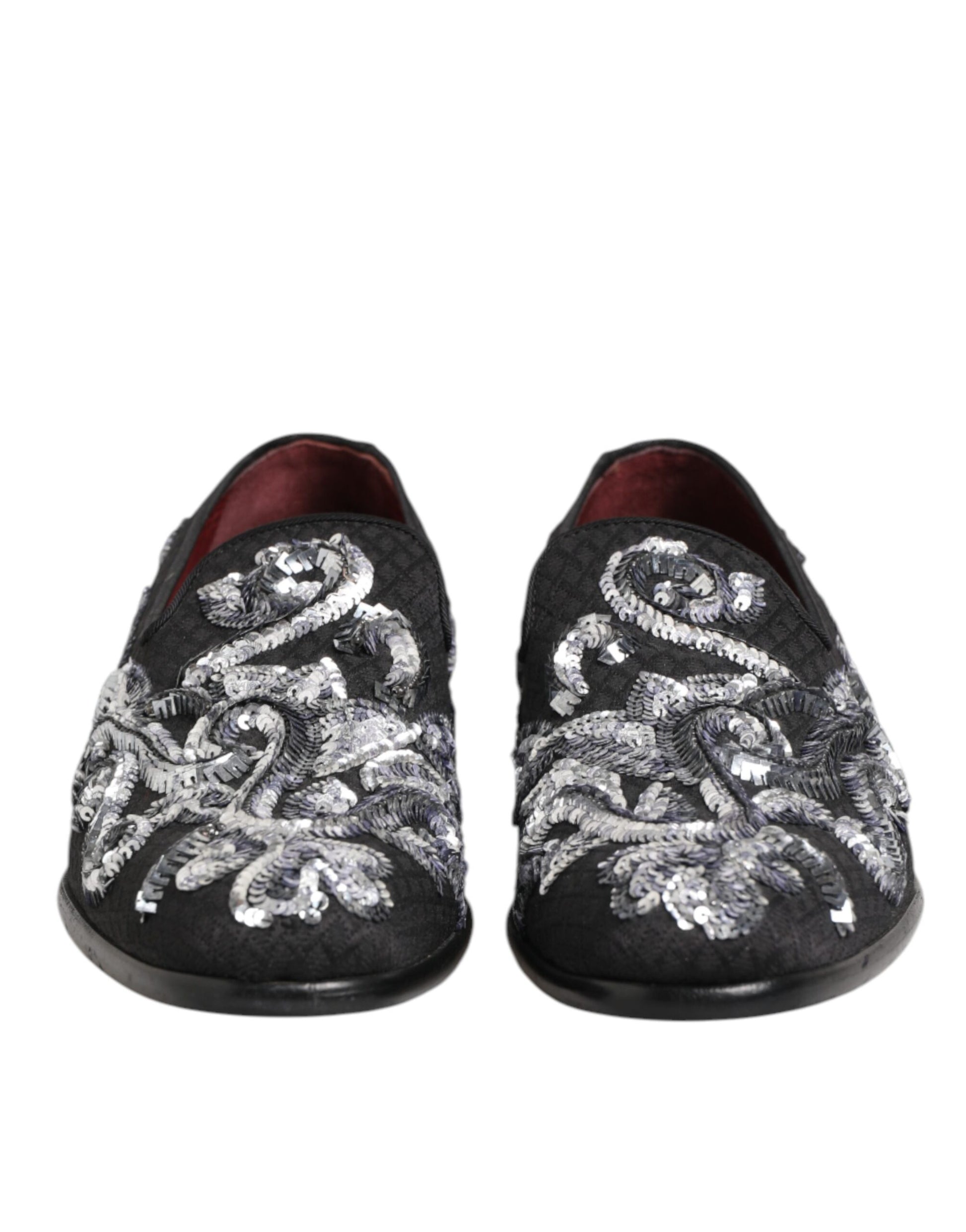 Dolce & Gabbana Black Silver Sequined Loafers for Men