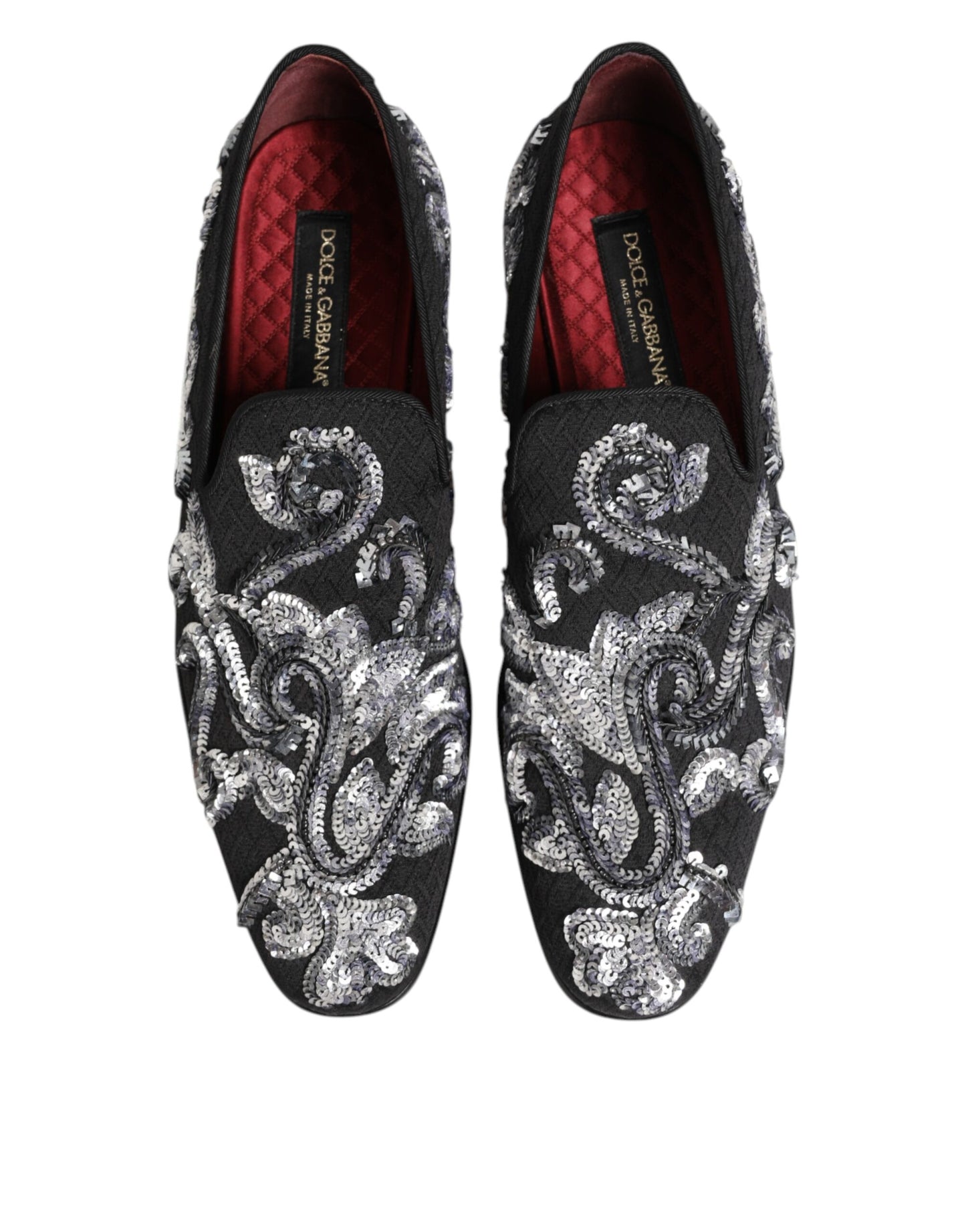 Dolce & Gabbana Black Silver Sequined Loafers for Men