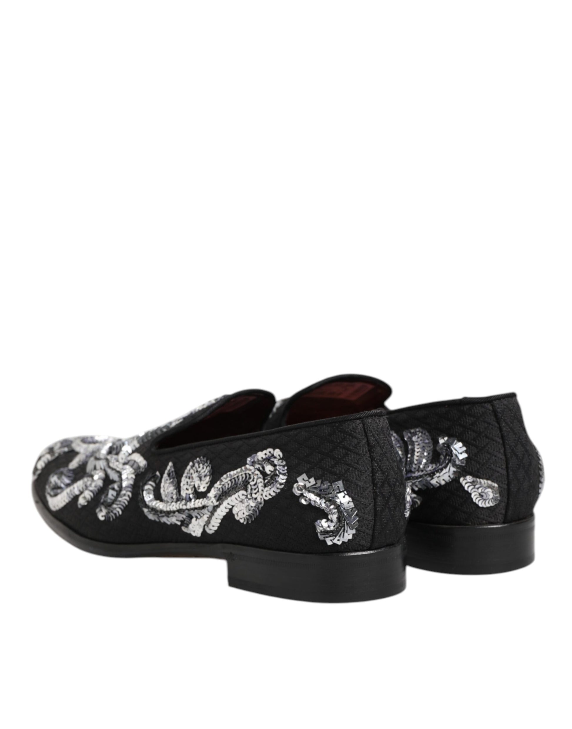 Dolce & Gabbana Black Silver Sequined Loafers for Men