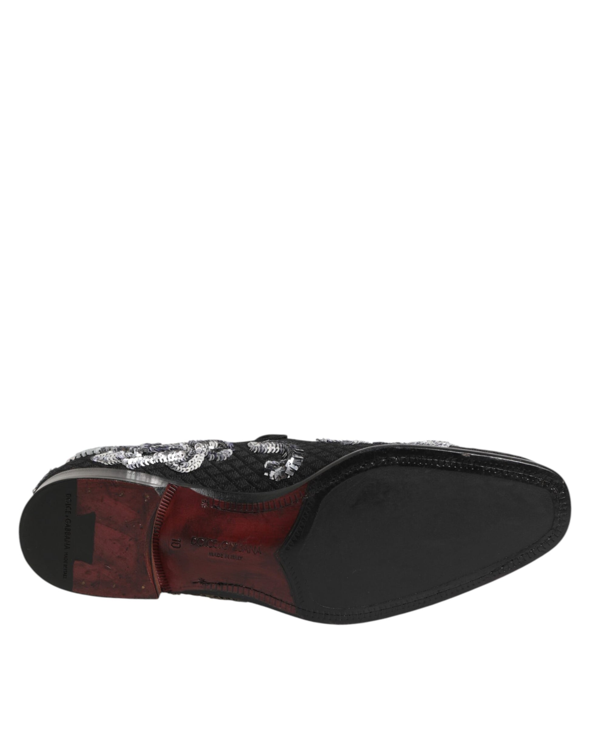 Dolce & Gabbana Black Silver Sequined Loafers for Men