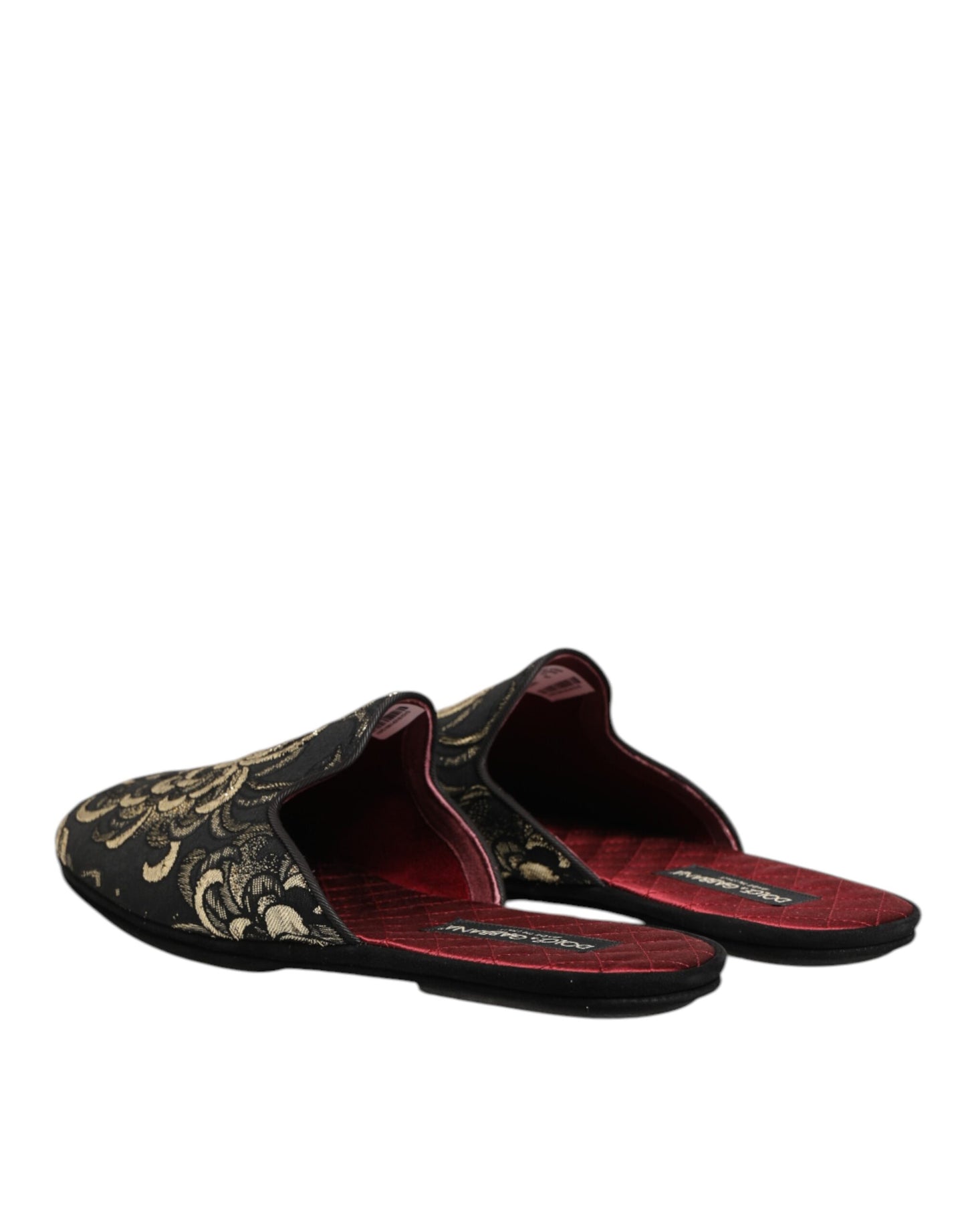 Dolce & Gabbana Black Floral Jacquard Slides