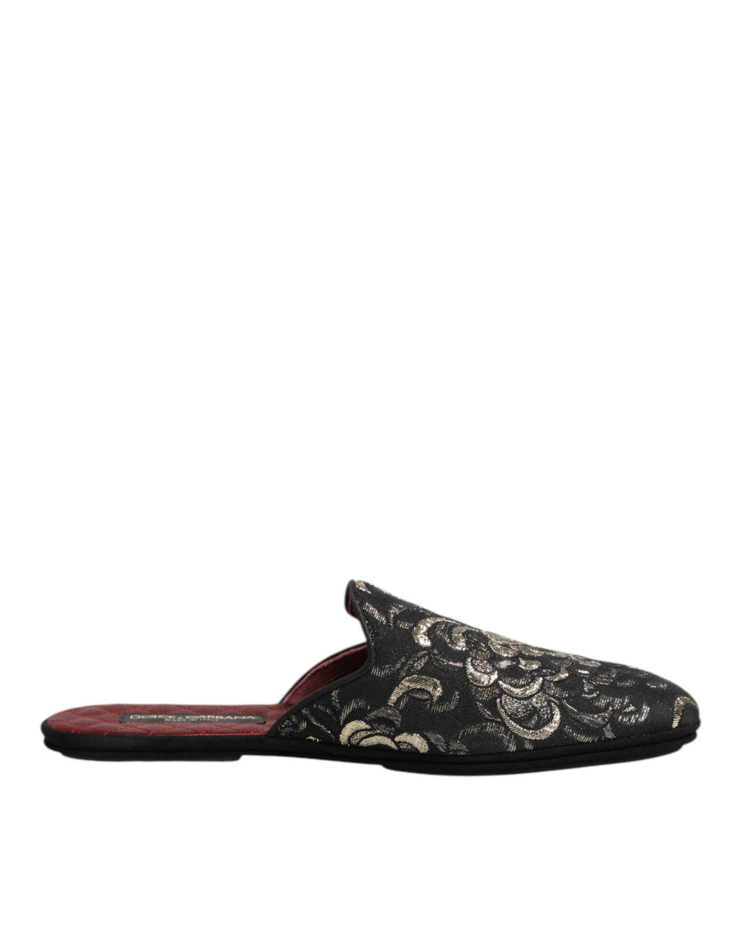 Dolce & Gabbana Black Floral Jacquard Slides