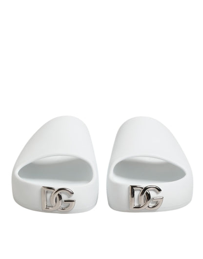 Dolce & Gabbana White Logo Slides Sandals for Men