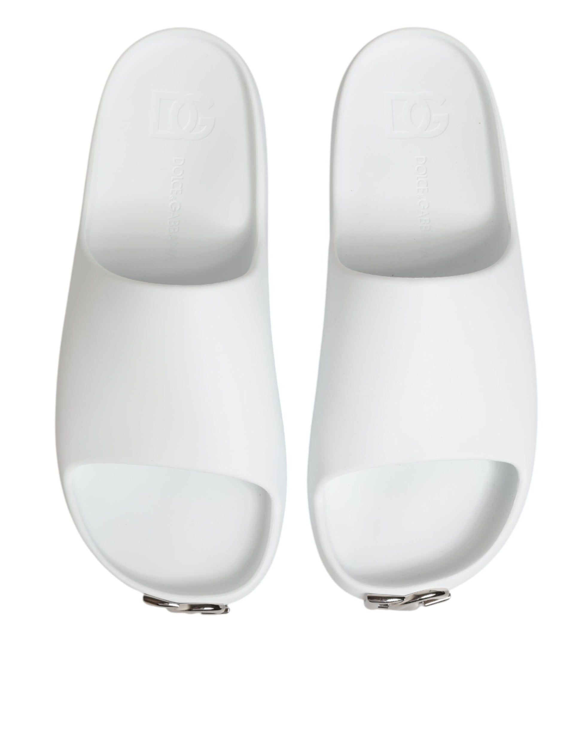 Dolce & Gabbana White Logo Slides Sandals for Men