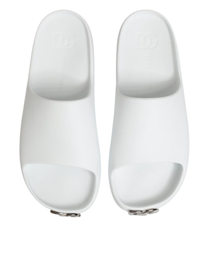 Dolce & Gabbana White Logo Slides Sandals for Men