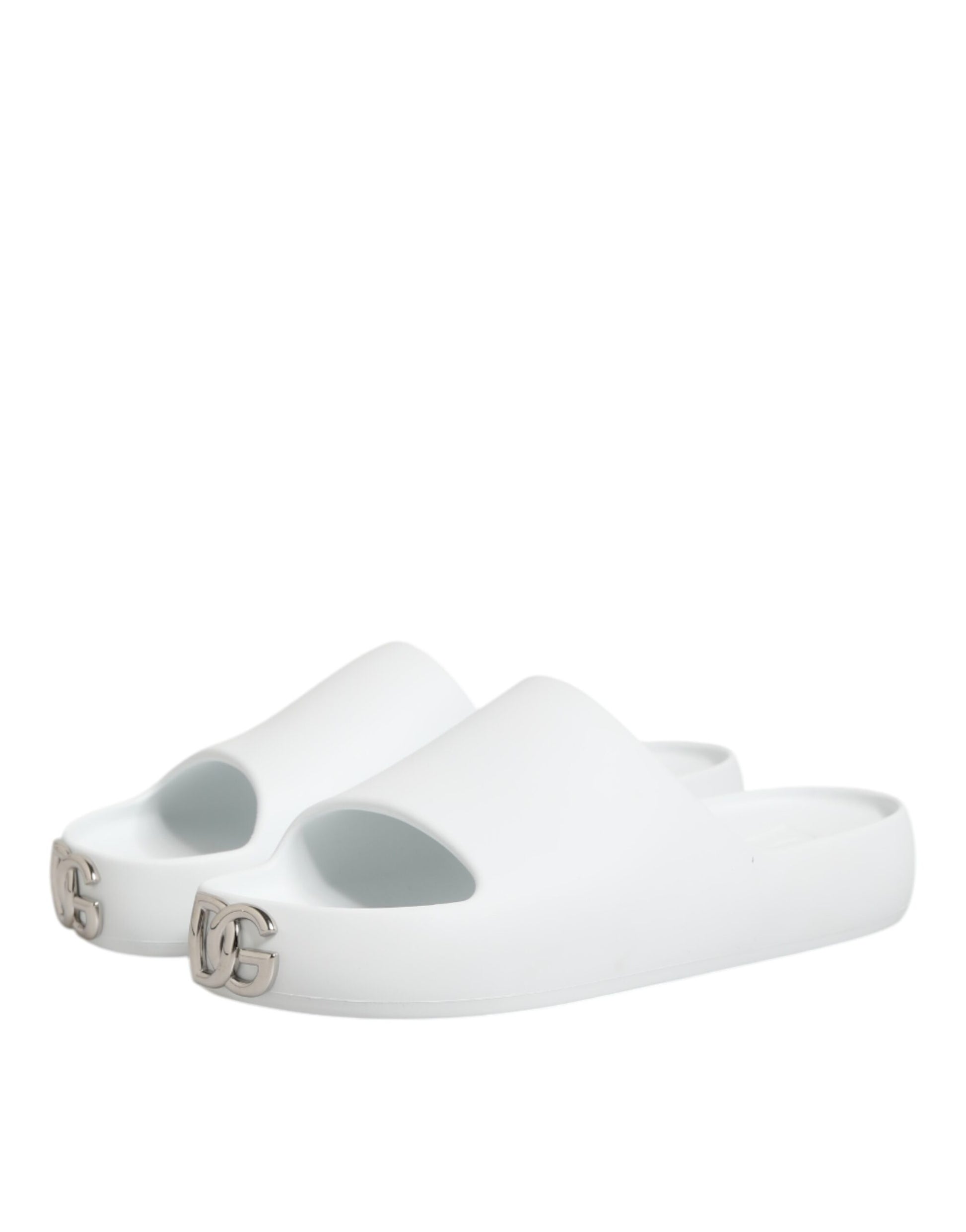Dolce & Gabbana White Logo Slides Sandals for Men