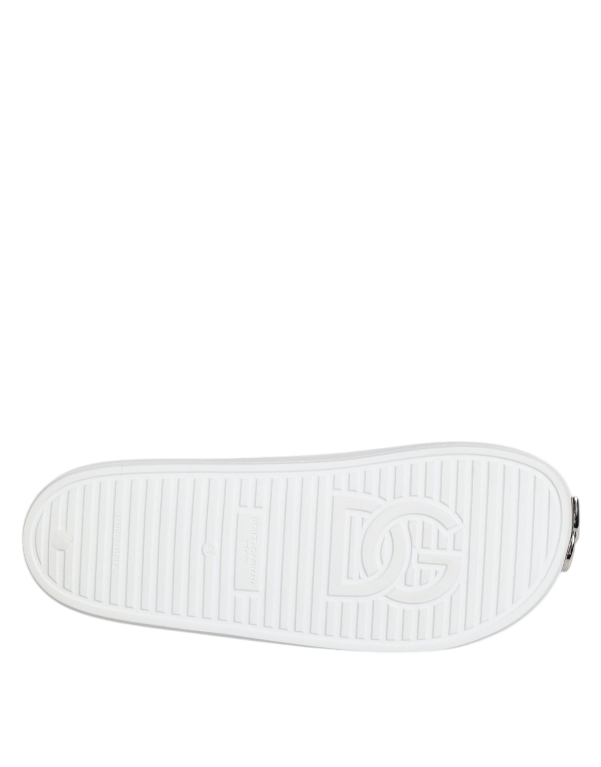 Dolce & Gabbana White Logo Slides Sandals for Men