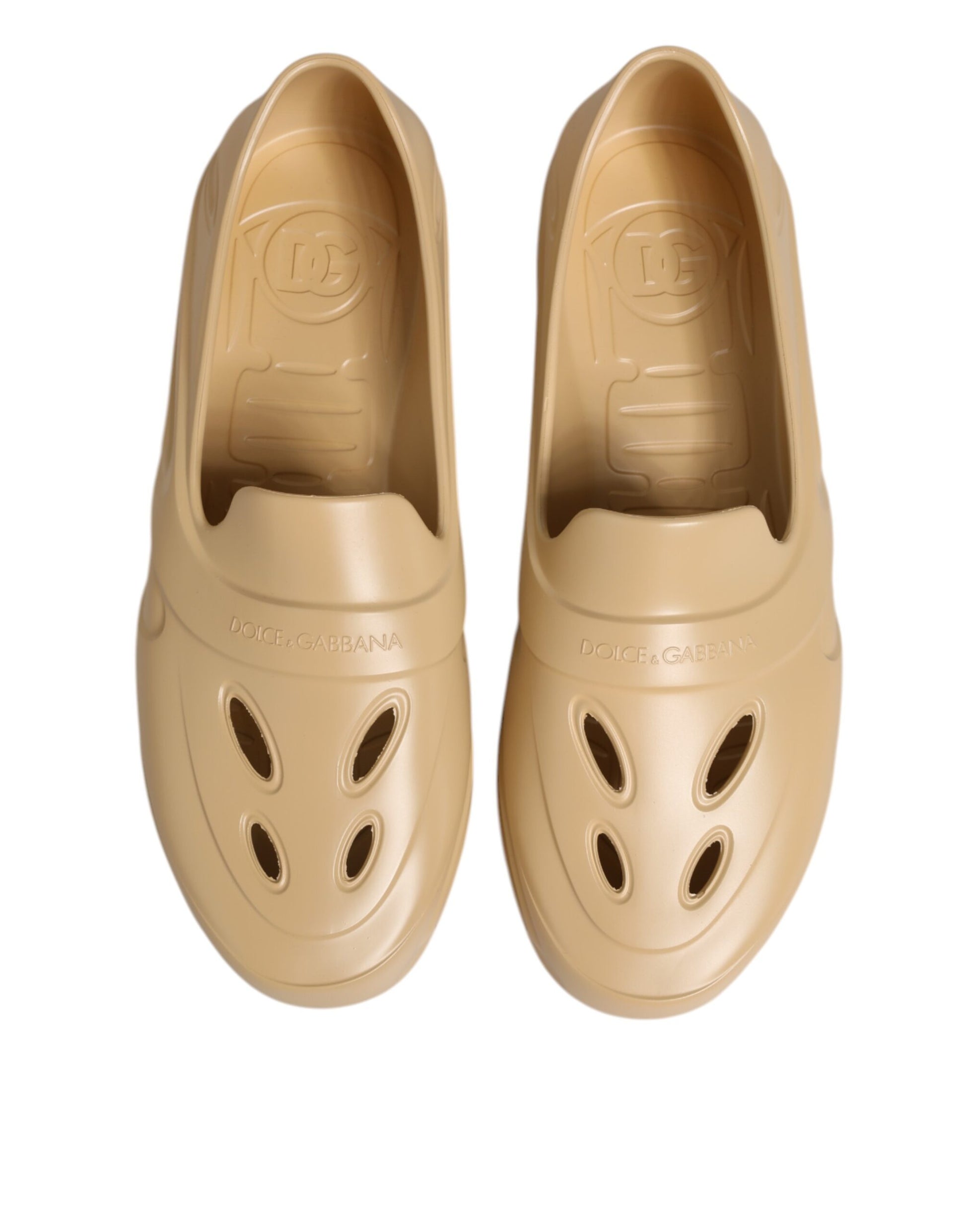 Dolce & Gabbana Beige Rubber Slides Low Top Sneakers