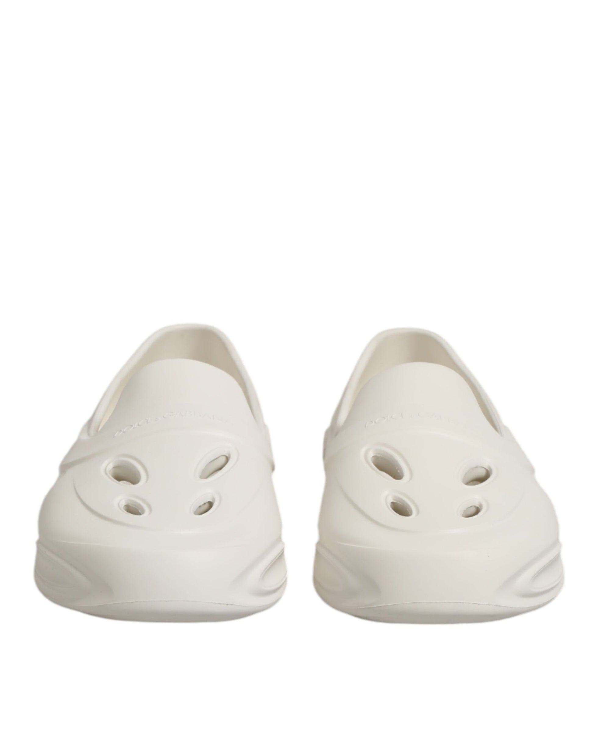 Dolce & Gabbana White Rubber Slides Low Top Sneakers