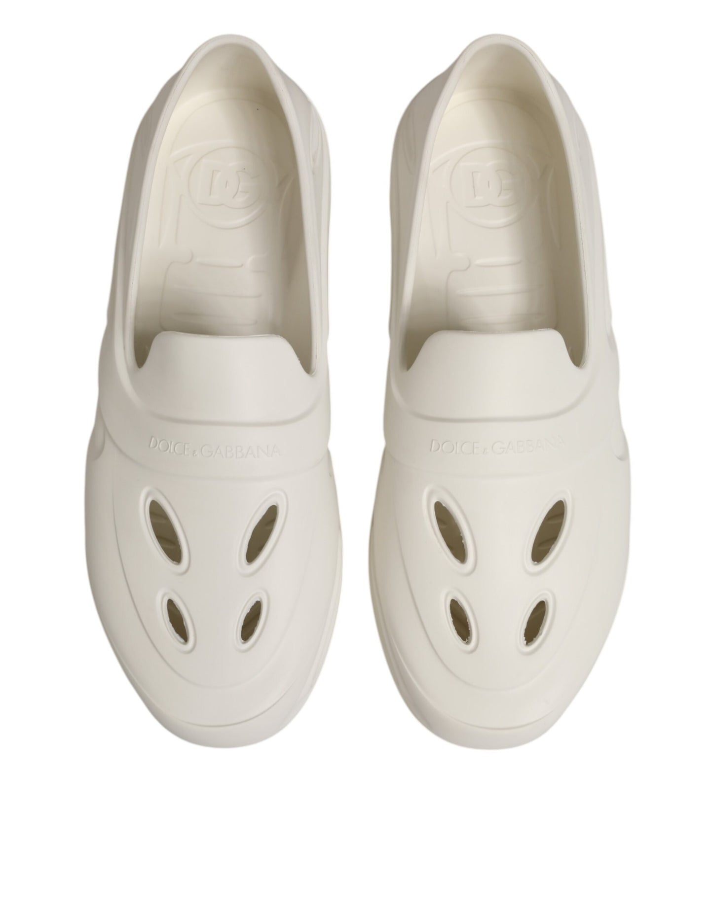 Dolce & Gabbana White Rubber Slides Low Top Sneakers