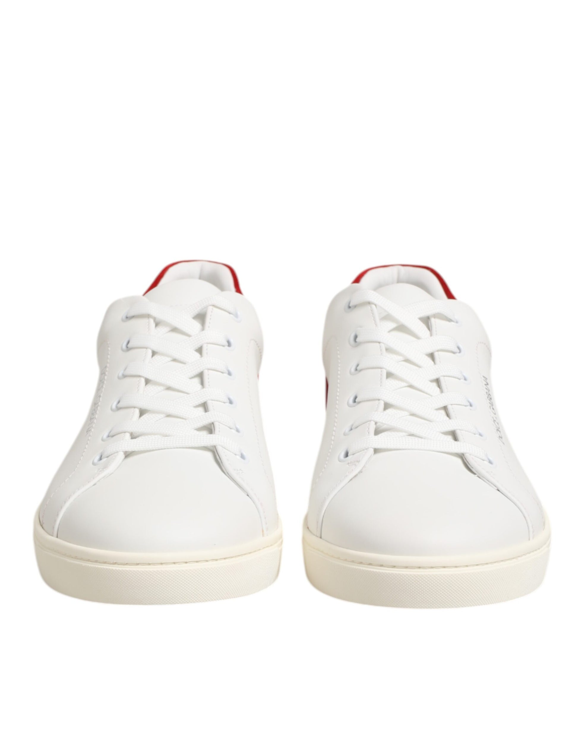 Dolce & Gabbana White Red Leather Low Top Men's Sneakers