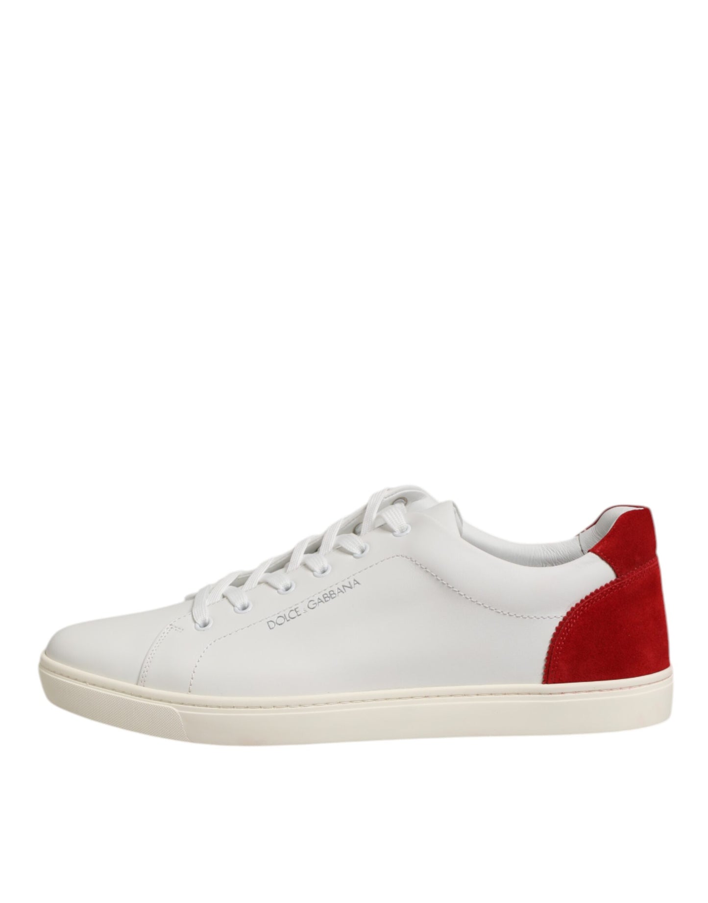 Dolce & Gabbana White Red Leather Low Top Men's Sneakers