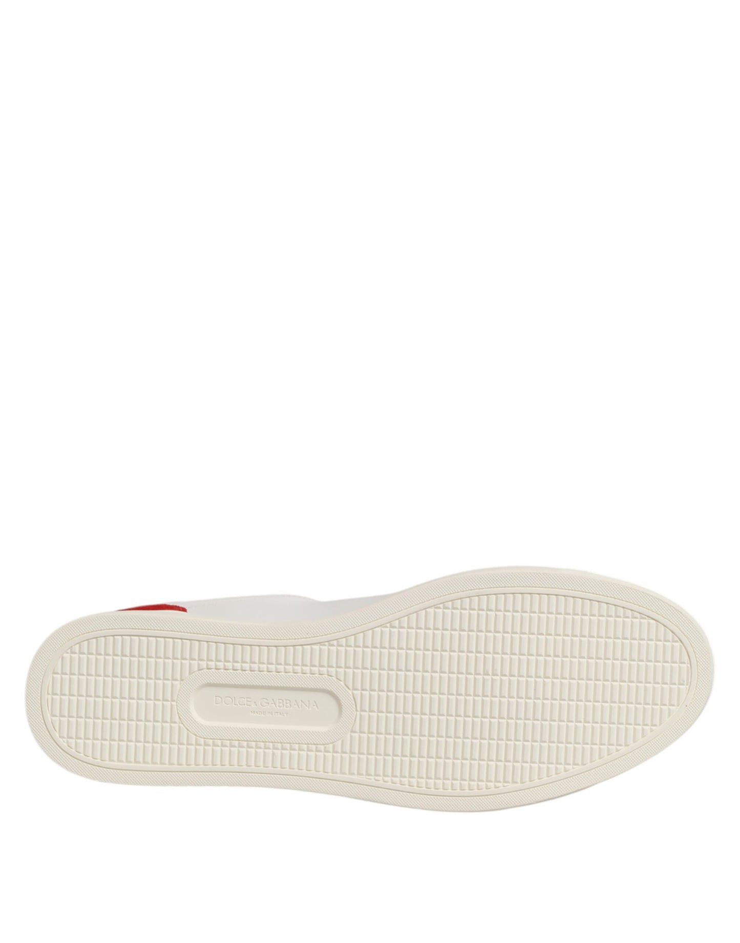 Dolce & Gabbana White Red Leather Low Top Men's Sneakers