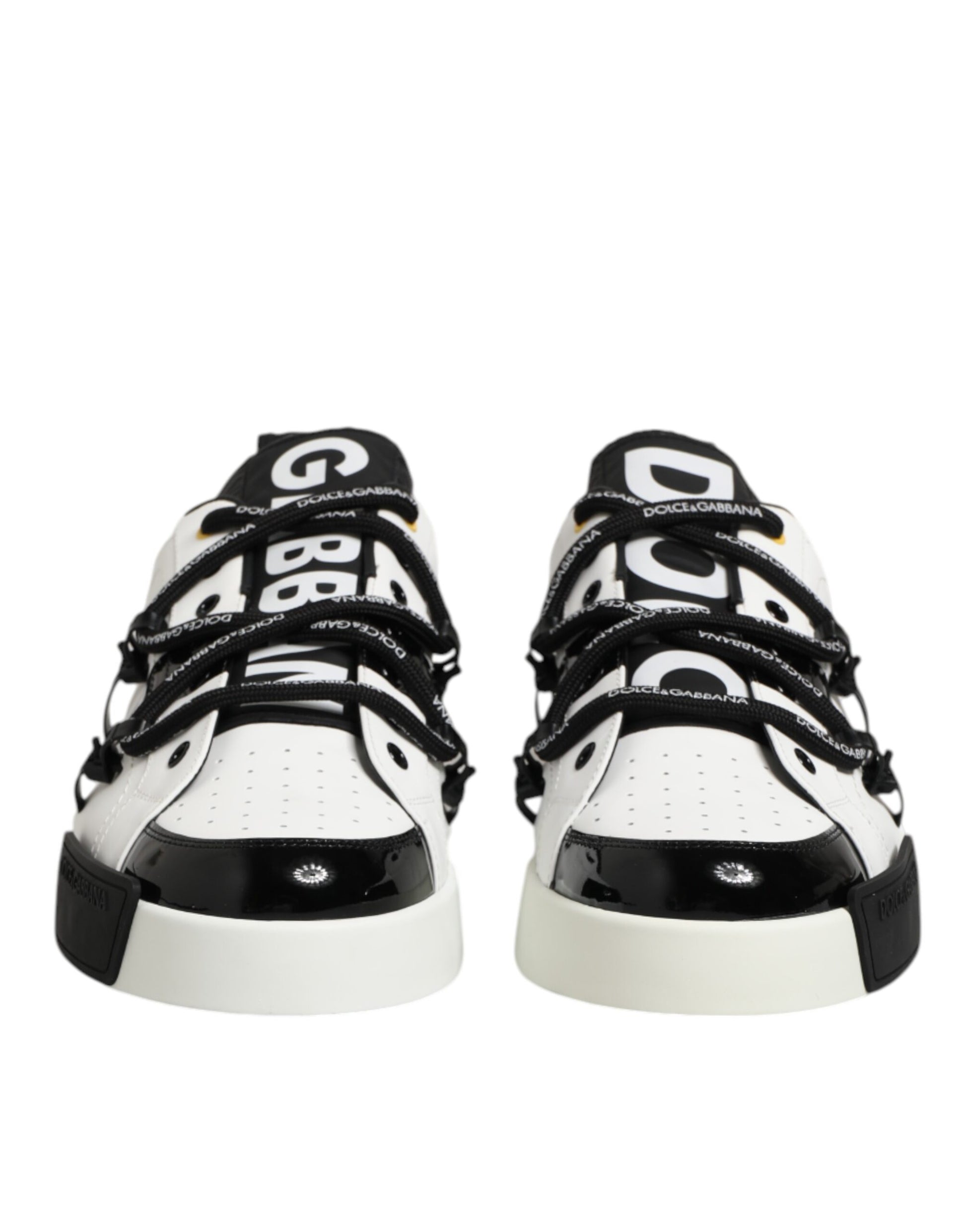 Dolce & Gabbana White Leather Logo Portofino Sneakers