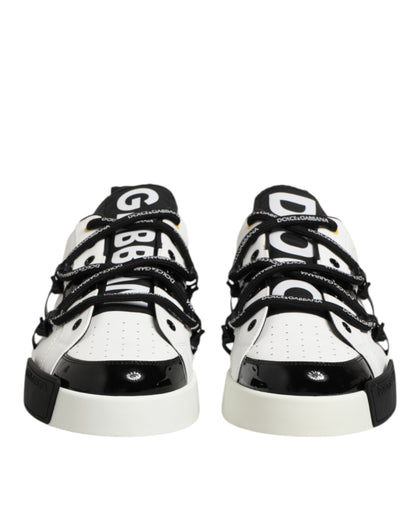 Dolce & Gabbana White Leather Logo Portofino Sneakers