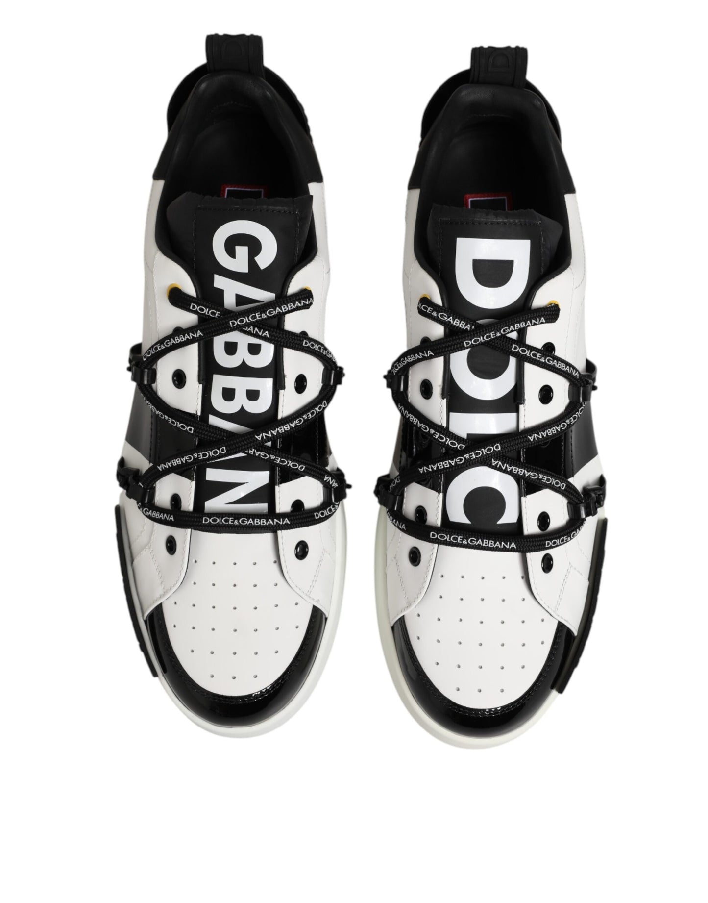 Dolce & Gabbana White Leather Logo Portofino Sneakers