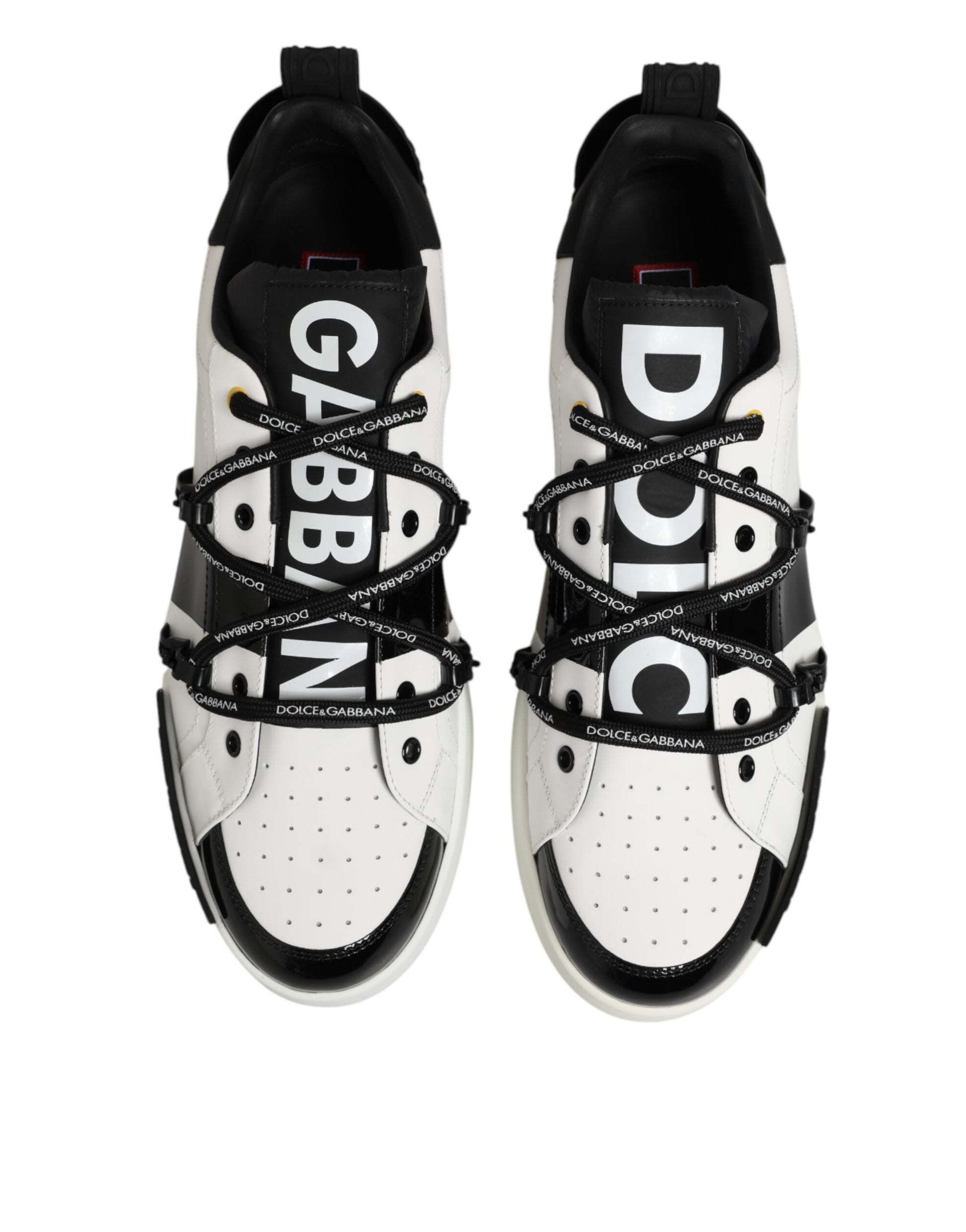 Dolce & Gabbana White Leather Logo Portofino Sneakers