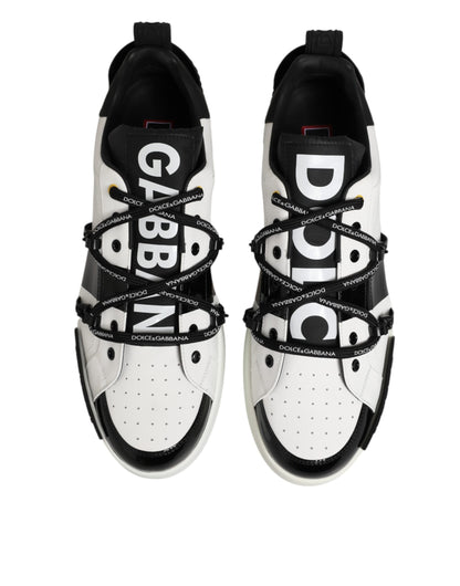 Dolce & Gabbana White Leather Logo Portofino Sneakers