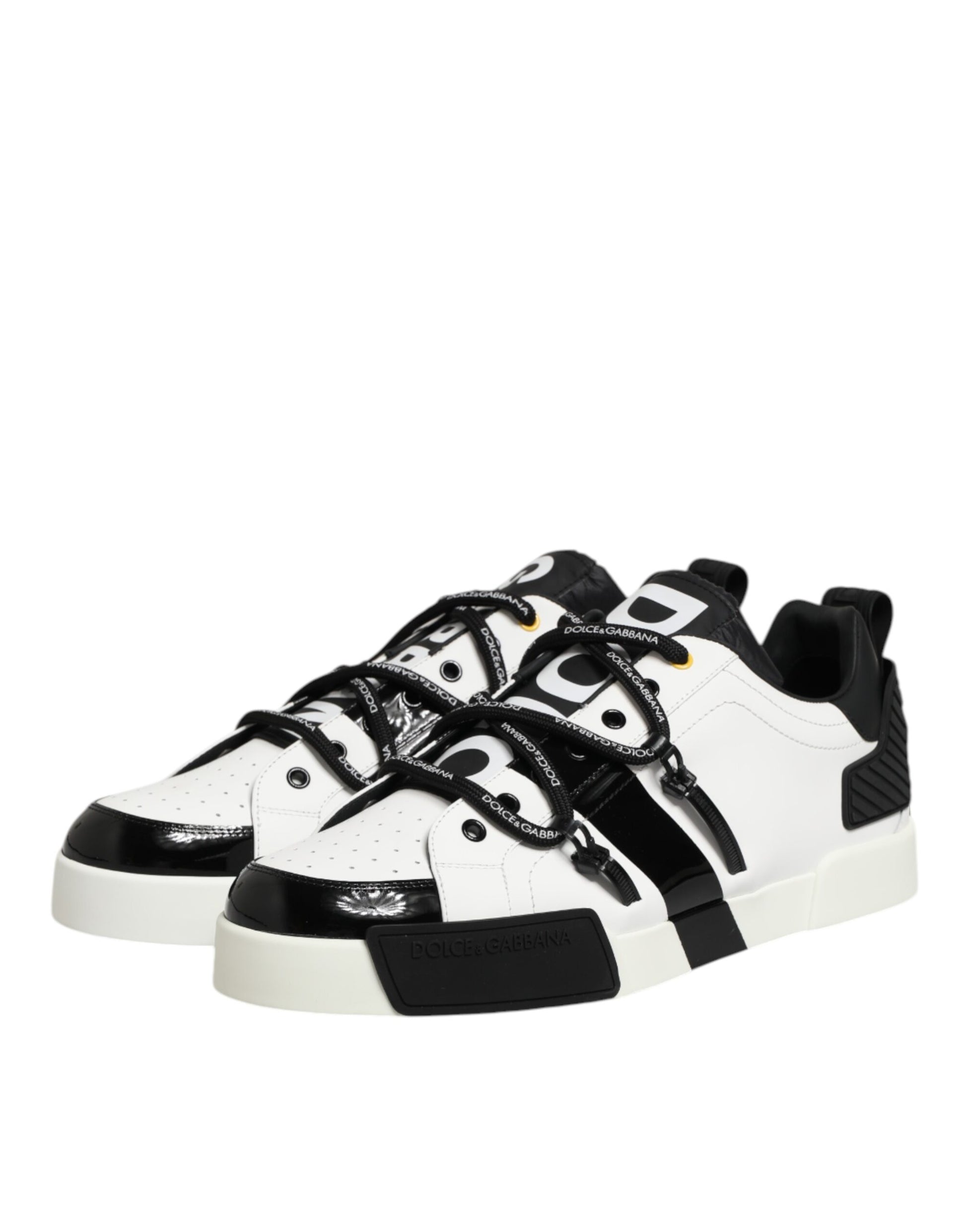 Dolce & Gabbana White Leather Logo Portofino Sneakers