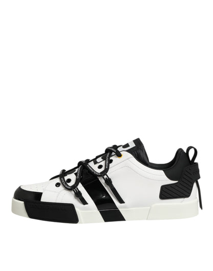 Dolce & Gabbana White Leather Logo Portofino Sneakers
