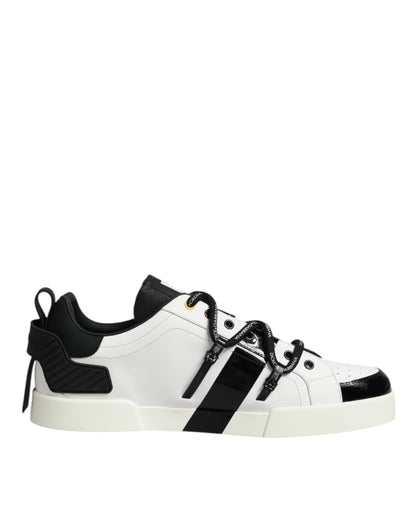 Dolce & Gabbana White Leather Logo Portofino Sneakers