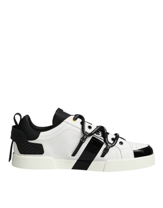 Dolce & Gabbana White Leather Logo Portofino Sneakers