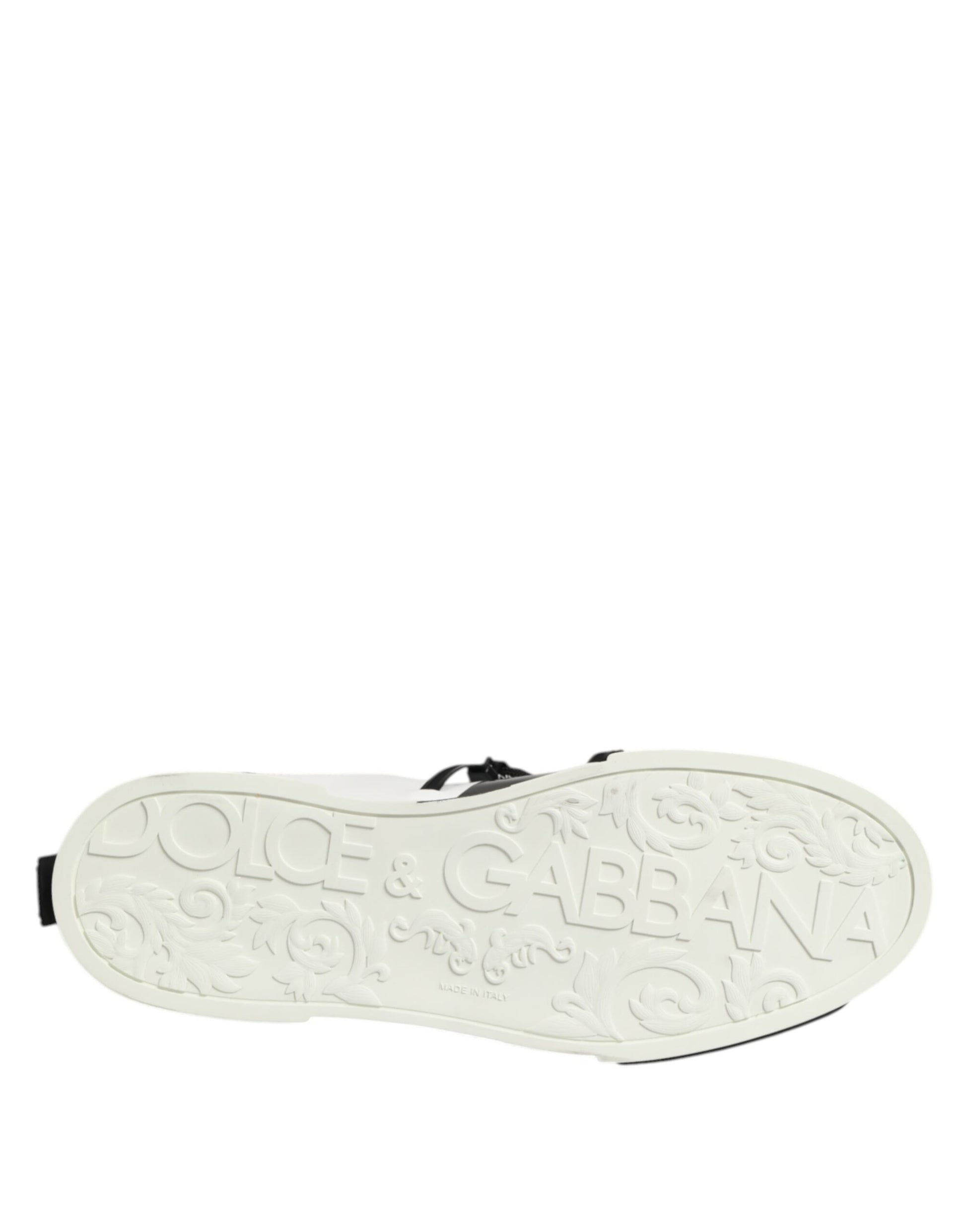 Dolce & Gabbana White Leather Logo Portofino Sneakers