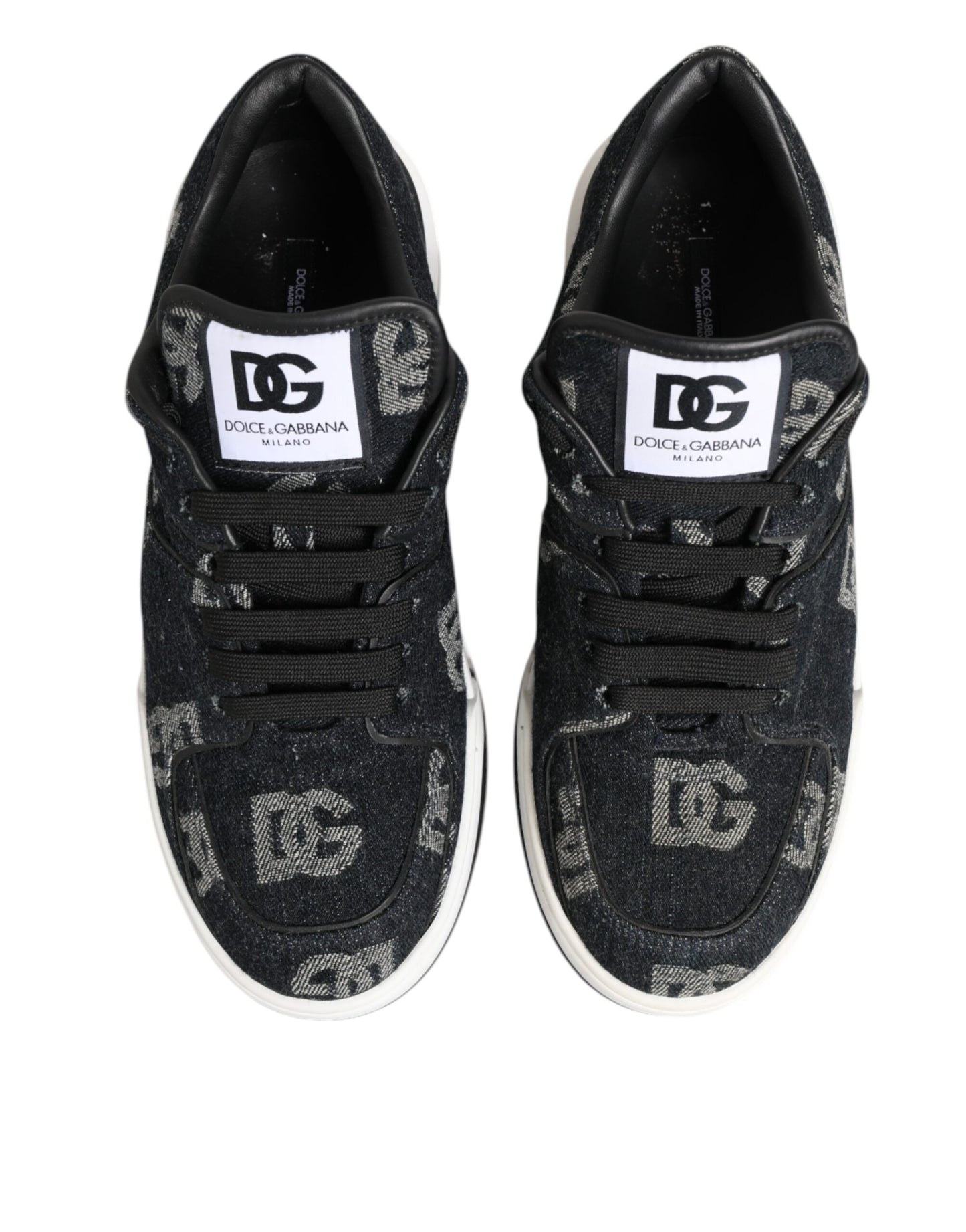 Dolce & Gabbana Blue Cotton Denim Logo Low Top Sneakers