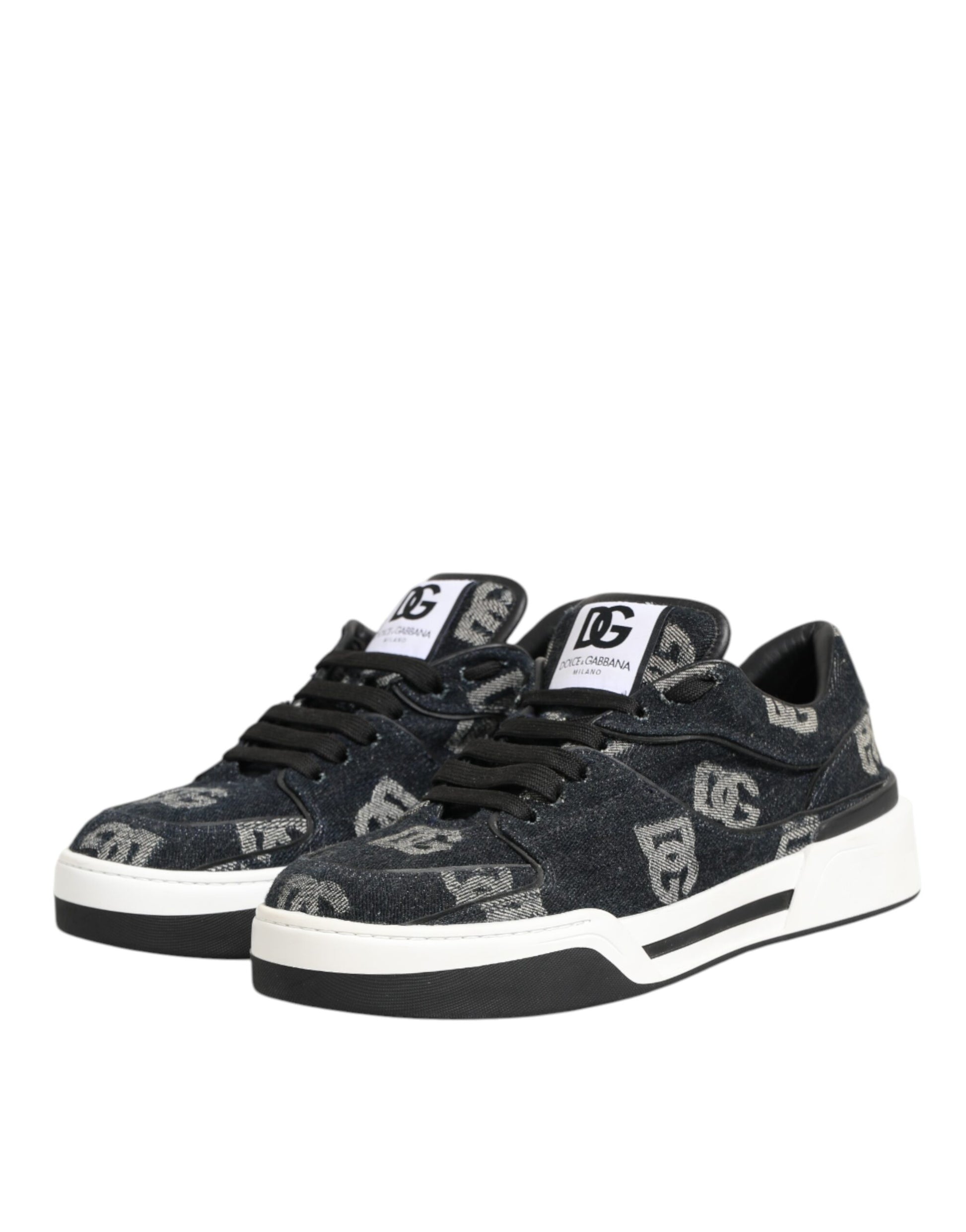 Dolce & Gabbana Blue Cotton Denim Logo Low Top Sneakers