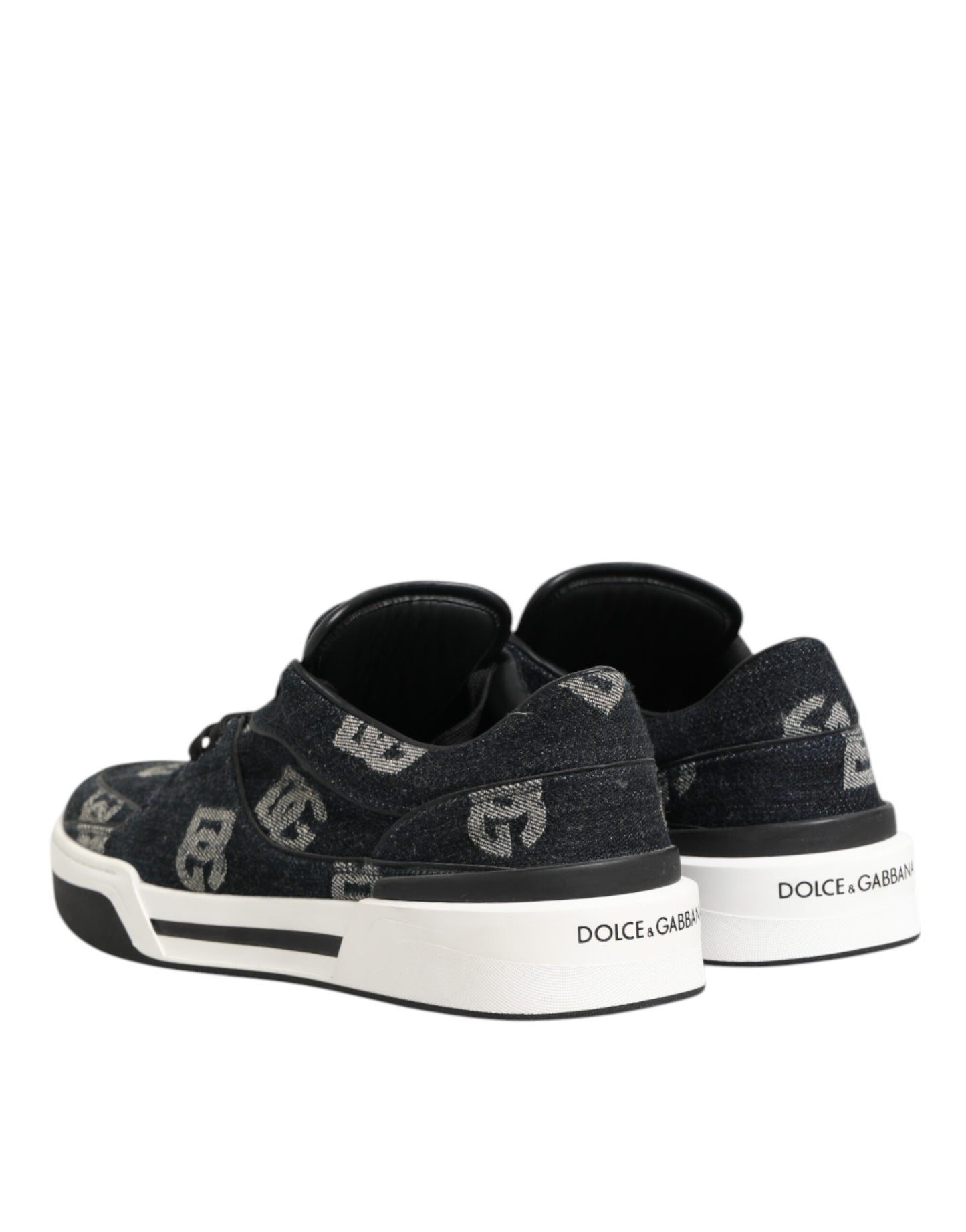 Dolce & Gabbana Blue Cotton Denim Logo Low Top Sneakers