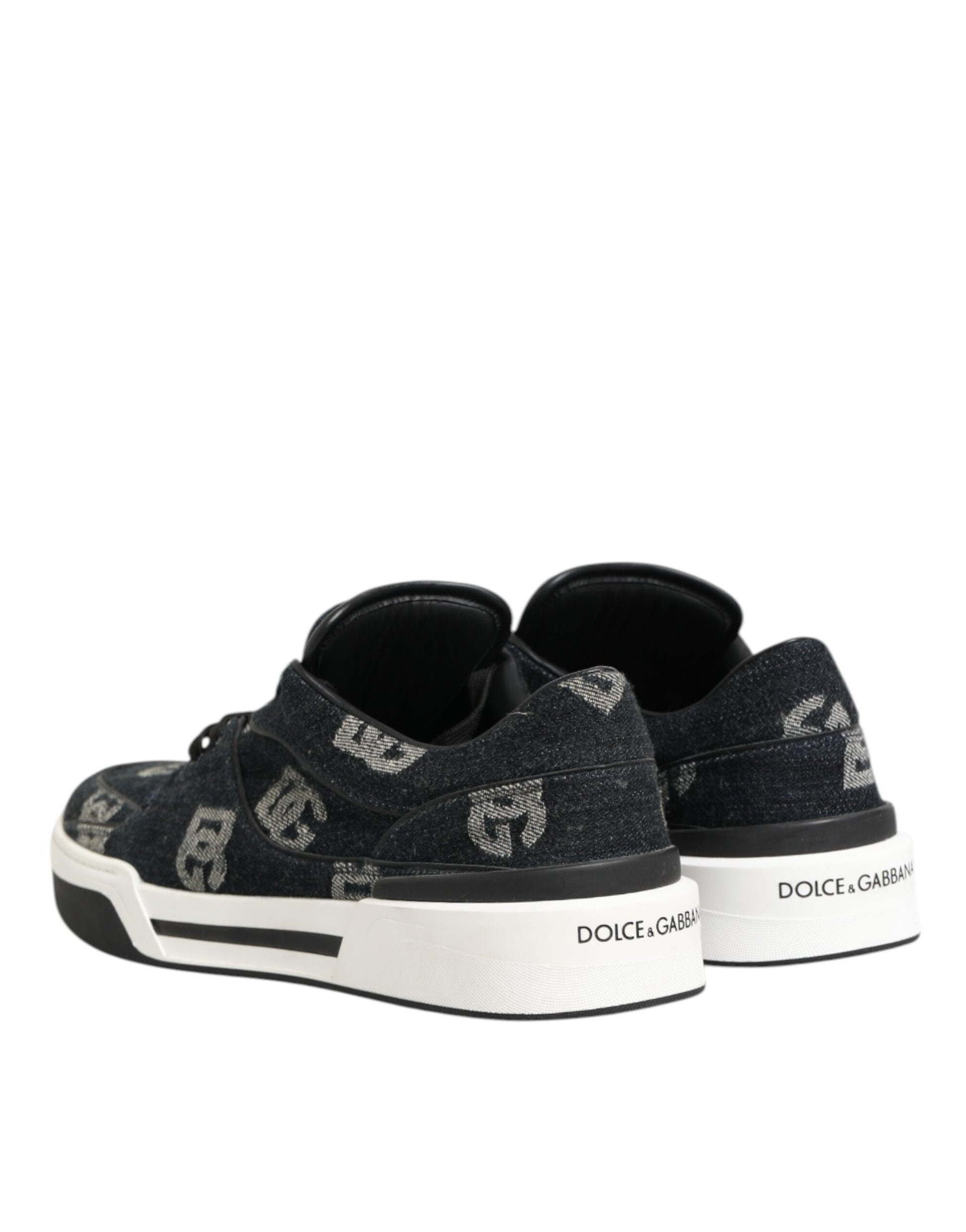 Dolce & Gabbana Blue Cotton Denim Logo Low Top Sneakers
