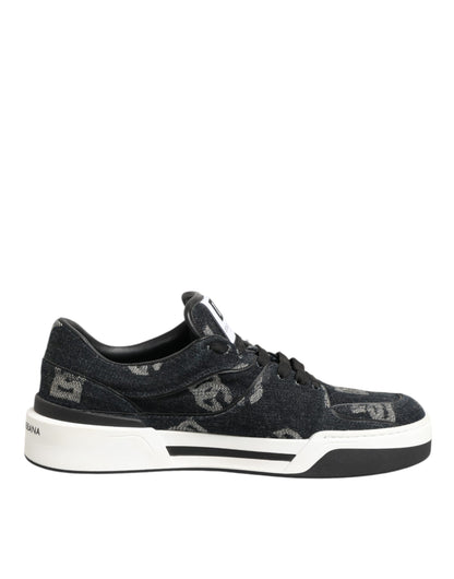 Dolce & Gabbana Blue Cotton Denim Logo Low Top Sneakers