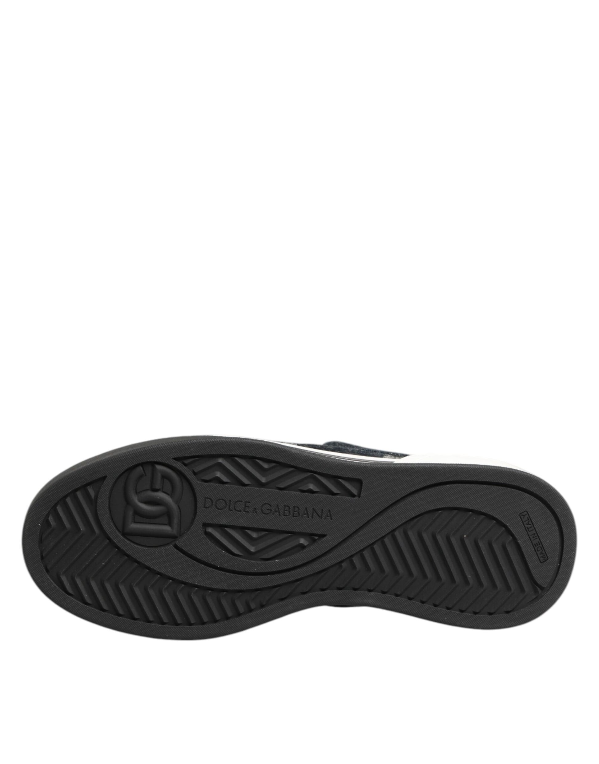 Dolce & Gabbana Blue Cotton Denim Logo Low Top Sneakers