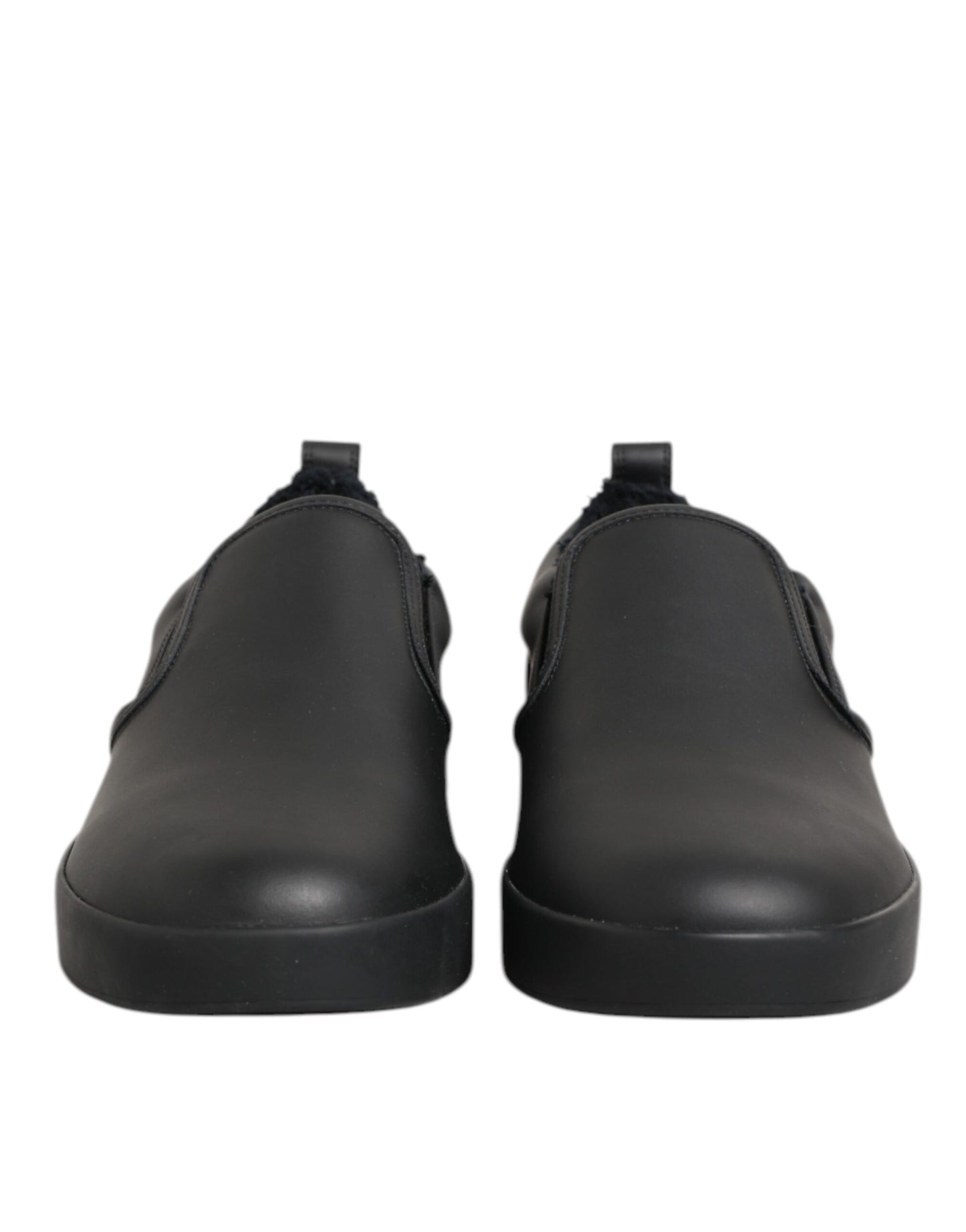 Dolce & Gabbana Black Leather Low Top Slip On Sneakers