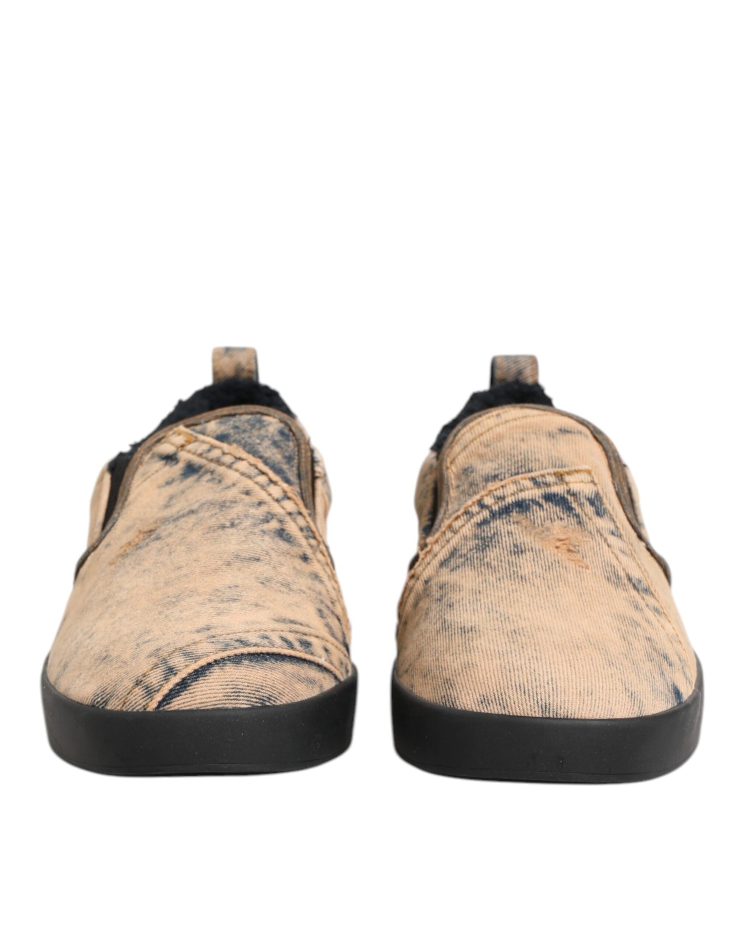 Dolce & Gabbana Beige Cotton Low Top Slip On Sneakers