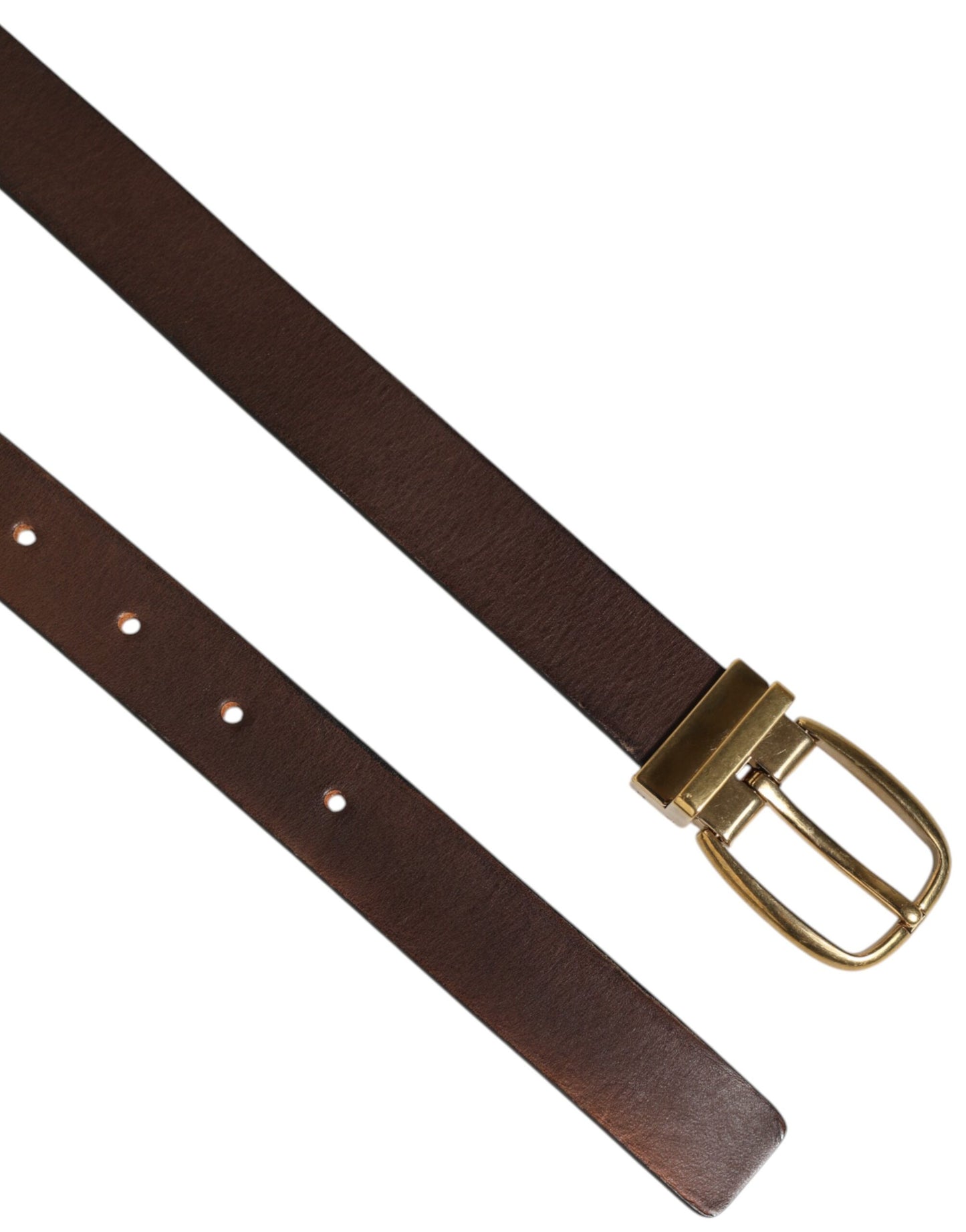 Dolce & Gabbana Brown Classic Gold Metal Logo Buckle Men Belt
