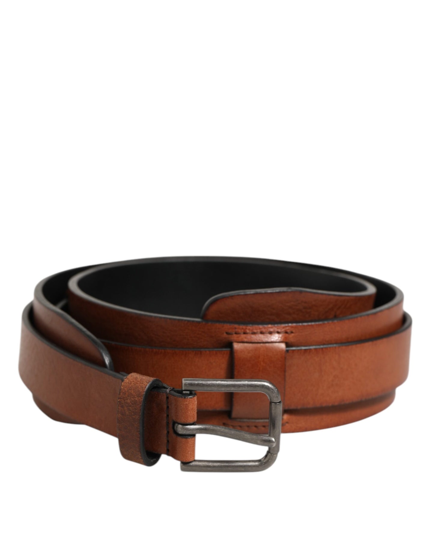 Dolce & Gabbana Brown Classic Gold Metal Logo Buckle Men's Belt