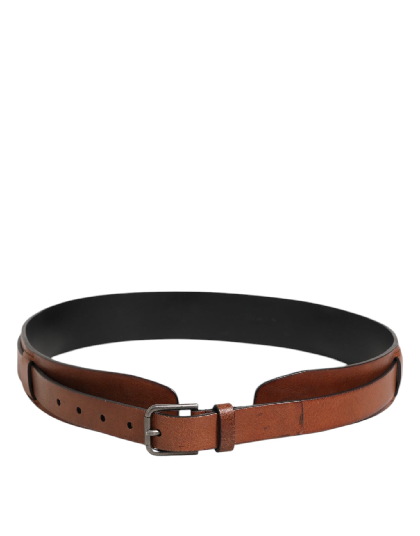 Dolce & Gabbana Brown Classic Gold Metal Logo Buckle Men's Belt