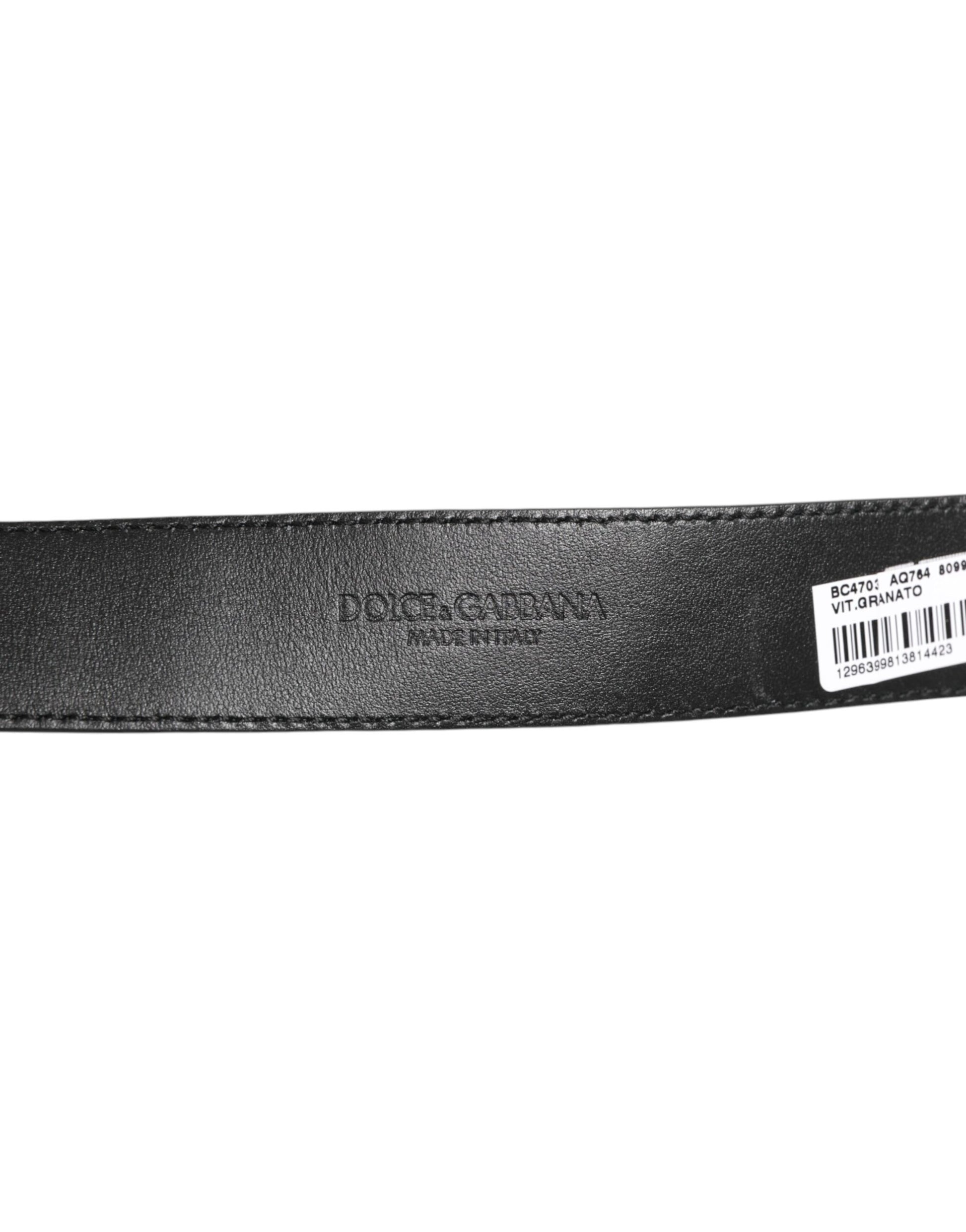 Dolce & Gabbana Black Leather Classic Metal Logo Buckle Belt